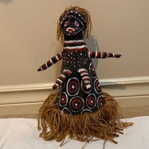 Tribal Patterned Doll with Fringe and baby on the back